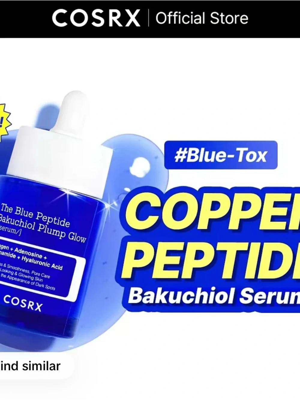 COSRX The Blue Peptide Bakuchiol Plump Glow Serum - White & Blue